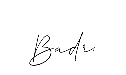 Create a beautiful signature design for name Badr.. With this signature (Allison_Script) fonts, you can make a handwritten signature for free. Badr. signature style 2 images and pictures png