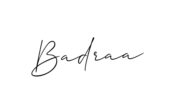 The best way (Allison_Script) to make a short signature is to pick only two or three words in your name. The name Badraa include a total of six letters. For converting this name. Badraa signature style 2 images and pictures png