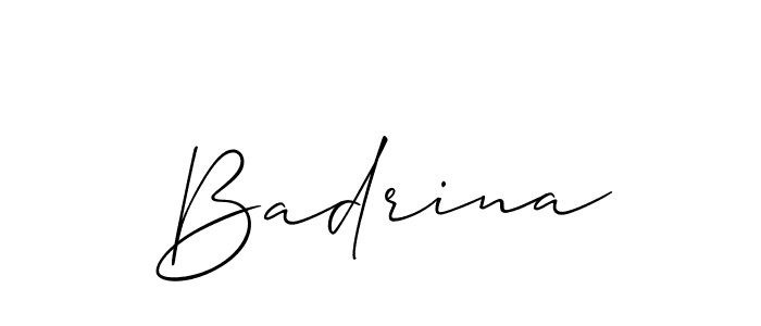 Design your own signature with our free online signature maker. With this signature software, you can create a handwritten (Allison_Script) signature for name Badrina. Badrina signature style 2 images and pictures png