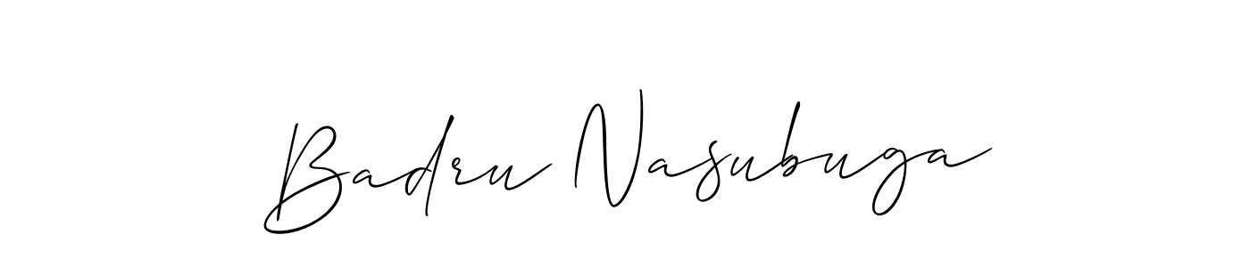Also You can easily find your signature by using the search form. We will create Badru Nasubuga name handwritten signature images for you free of cost using Allison_Script sign style. Badru Nasubuga signature style 2 images and pictures png