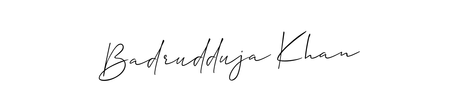 Badrudduja Khan stylish signature style. Best Handwritten Sign (Allison_Script) for my name. Handwritten Signature Collection Ideas for my name Badrudduja Khan. Badrudduja Khan signature style 2 images and pictures png