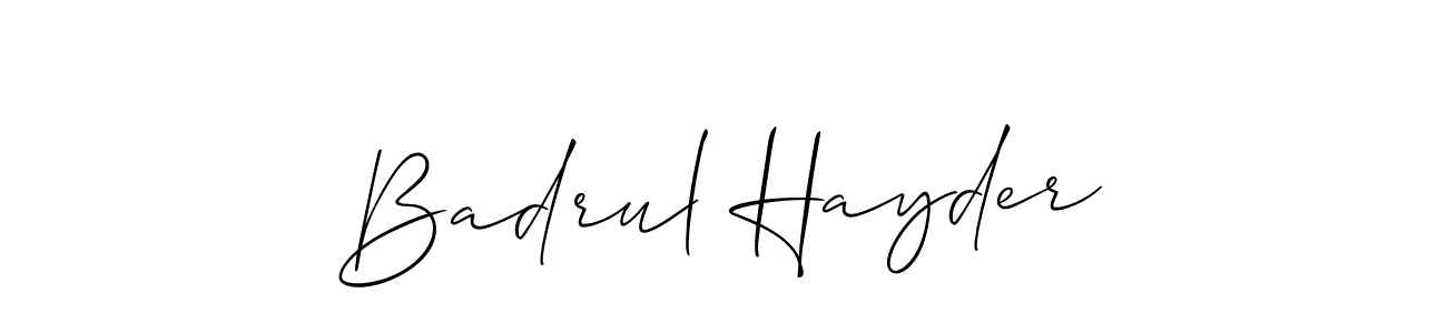 How to make Badrul Hayder name signature. Use Allison_Script style for creating short signs online. This is the latest handwritten sign. Badrul Hayder signature style 2 images and pictures png