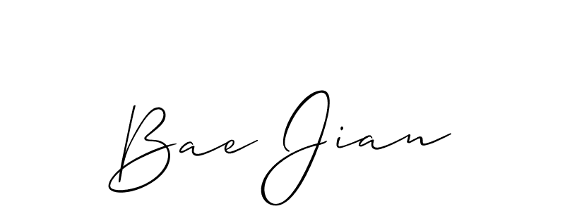 You should practise on your own different ways (Allison_Script) to write your name (Bae Jian) in signature. don't let someone else do it for you. Bae Jian signature style 2 images and pictures png