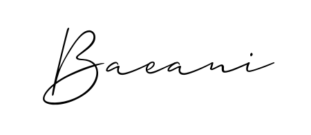 Discover how Baeani looks in an executive cursive font (Allison_Script). Perfect for legal documents, invoices, and certificates. Baeani signature style 2 images and pictures png