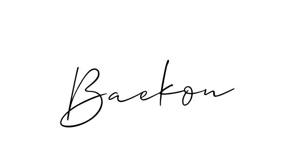 Allison_Script is a professional signature style that is perfect for those who want to add a touch of class to their signature. It is also a great choice for those who want to make their signature more unique. Get Baekon name to fancy signature for free. Baekon signature style 2 images and pictures png