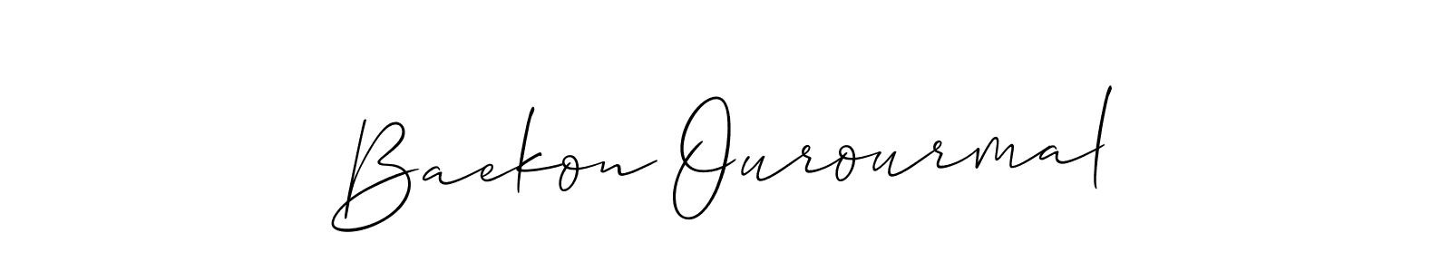 The best way (Allison_Script) to make a short signature is to pick only two or three words in your name. The name Baekon Ourourmal include a total of six letters. For converting this name. Baekon Ourourmal signature style 2 images and pictures png