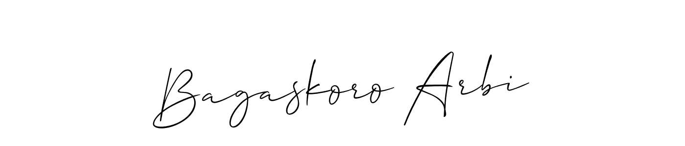 Create a beautiful signature design for name Bagaskoro Arbi. With this signature (Allison_Script) fonts, you can make a handwritten signature for free. Bagaskoro Arbi signature style 2 images and pictures png