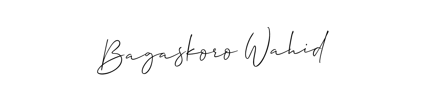 The best way (Allison_Script) to make a short signature is to pick only two or three words in your name. The name Bagaskoro Wahid include a total of six letters. For converting this name. Bagaskoro Wahid signature style 2 images and pictures png