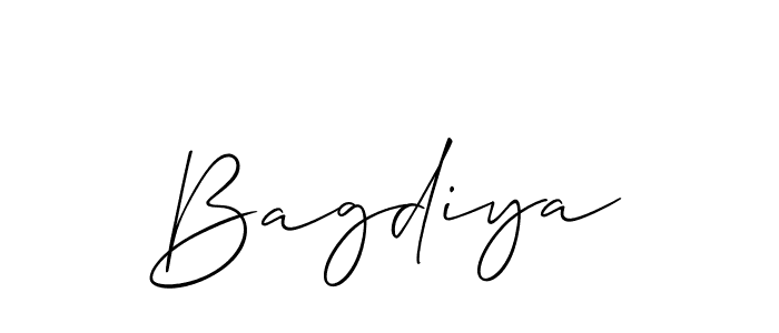 Make a beautiful signature design for name Bagdiya. With this signature (Allison_Script) style, you can create a handwritten signature for free. Bagdiya signature style 2 images and pictures png