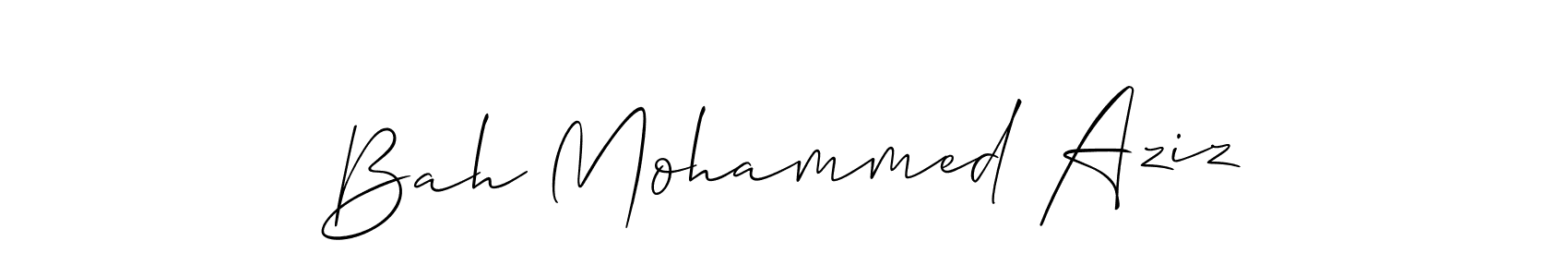 The best way (Allison_Script) to make a short signature is to pick only two or three words in your name. The name Bah Mohammed Aziz include a total of six letters. For converting this name. Bah Mohammed Aziz signature style 2 images and pictures png
