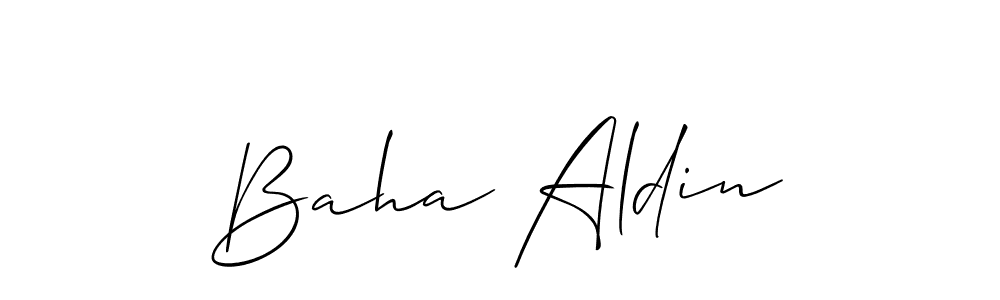 Create a beautiful signature design for name Baha Aldin. With this signature (Allison_Script) fonts, you can make a handwritten signature for free. Baha Aldin signature style 2 images and pictures png