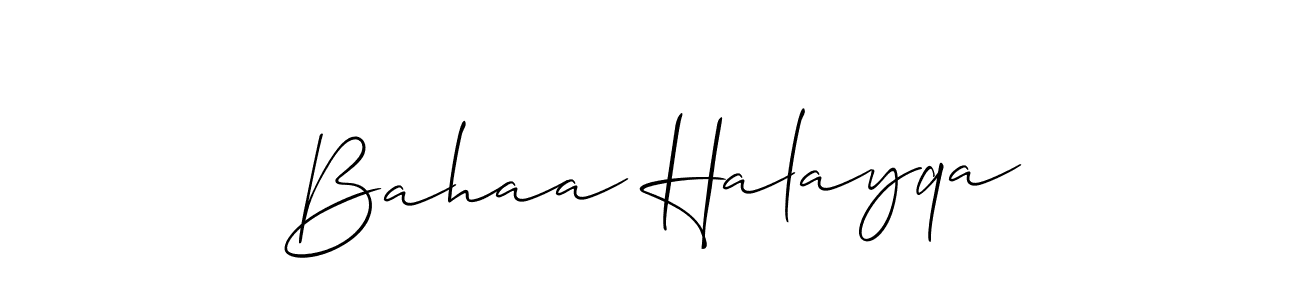 The best way (Allison_Script) to make a short signature is to pick only two or three words in your name. The name Bahaa Halayqa include a total of six letters. For converting this name. Bahaa Halayqa signature style 2 images and pictures png