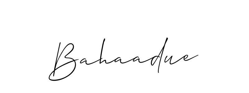 Make a beautiful signature design for name Bahaadue. With this signature (Allison_Script) style, you can create a handwritten signature for free. Bahaadue signature style 2 images and pictures png