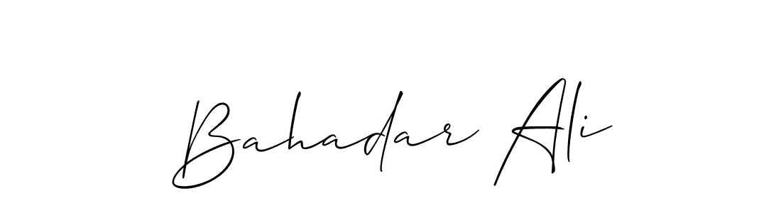 The best way (Allison_Script) to make a short signature is to pick only two or three words in your name. The name Bahadar Ali include a total of six letters. For converting this name. Bahadar Ali signature style 2 images and pictures png