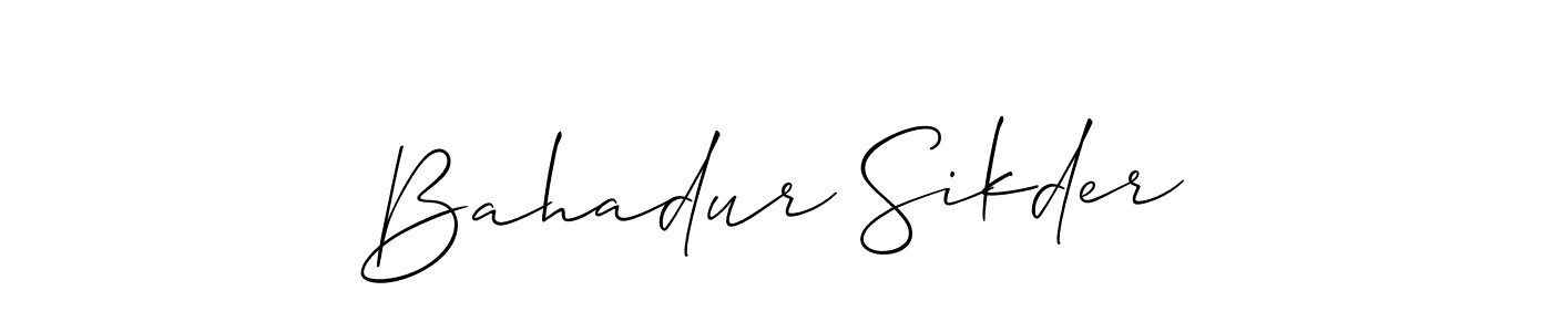 Also You can easily find your signature by using the search form. We will create Bahadur Sikder name handwritten signature images for you free of cost using Allison_Script sign style. Bahadur Sikder signature style 2 images and pictures png