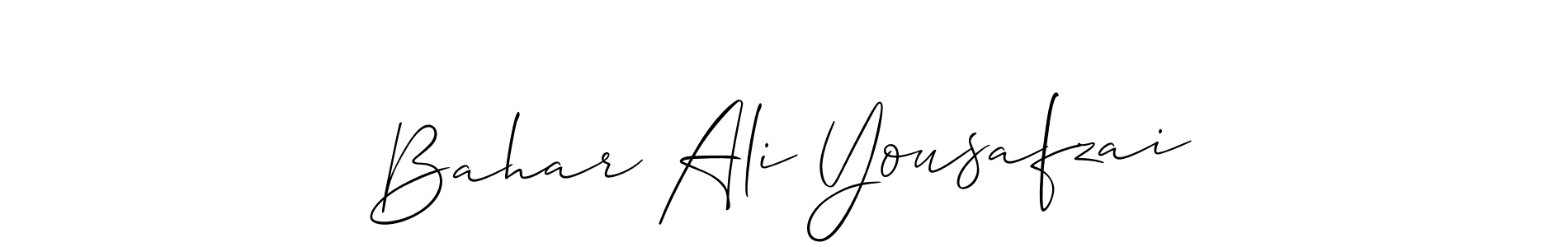 Allison_Script is a professional signature style that is perfect for those who want to add a touch of class to their signature. It is also a great choice for those who want to make their signature more unique. Get Bahar Ali Yousafzai name to fancy signature for free. Bahar Ali Yousafzai signature style 2 images and pictures png
