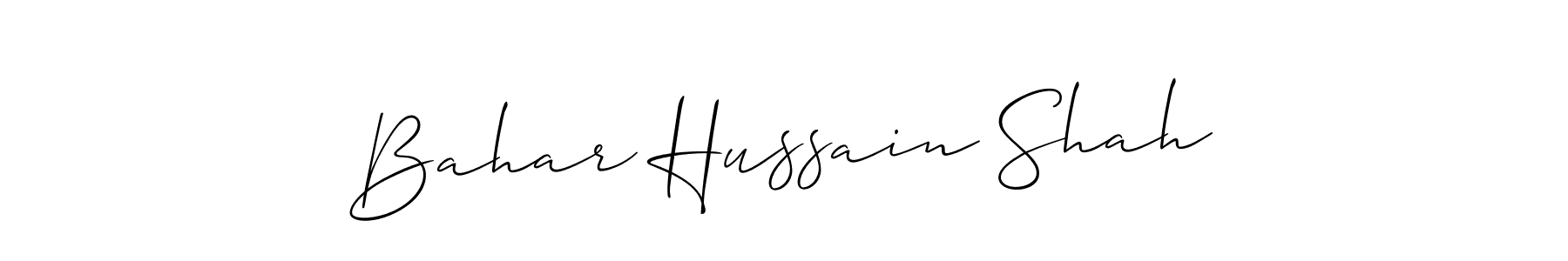 You should practise on your own different ways (Allison_Script) to write your name (Bahar Hussain Shah) in signature. don't let someone else do it for you. Bahar Hussain Shah signature style 2 images and pictures png