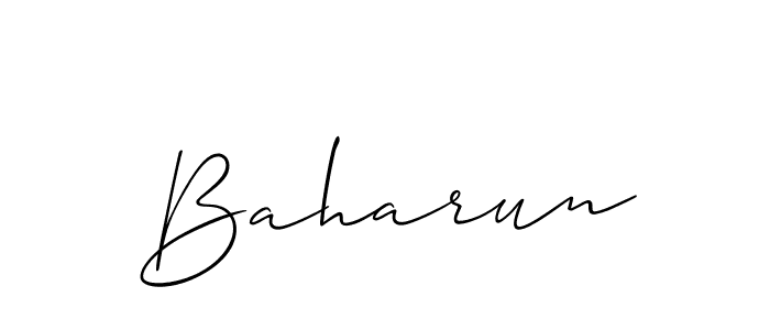 The best way (Allison_Script) to make a short signature is to pick only two or three words in your name. The name Baharun include a total of six letters. For converting this name. Baharun signature style 2 images and pictures png