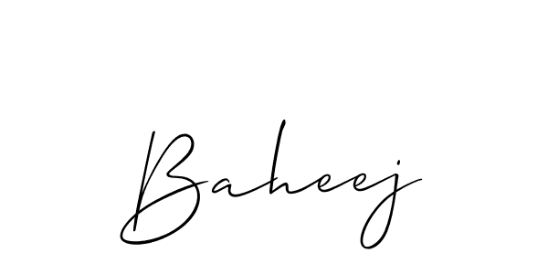 if you are searching for the best signature style for your name Baheej. so please give up your signature search. here we have designed multiple signature styles  using Allison_Script. Baheej signature style 2 images and pictures png
