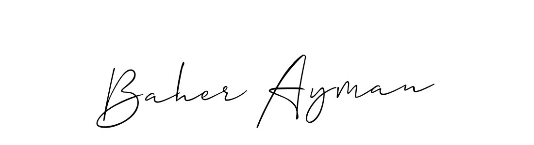 You should practise on your own different ways (Allison_Script) to write your name (Baher Ayman) in signature. don't let someone else do it for you. Baher Ayman signature style 2 images and pictures png