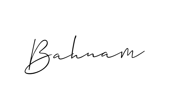 Make a beautiful signature design for name Bahnam. With this signature (Allison_Script) style, you can create a handwritten signature for free. Bahnam signature style 2 images and pictures png