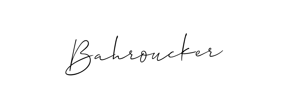 Design your own signature with our free online signature maker. With this signature software, you can create a handwritten (Allison_Script) signature for name Bahroucker. Bahroucker signature style 2 images and pictures png