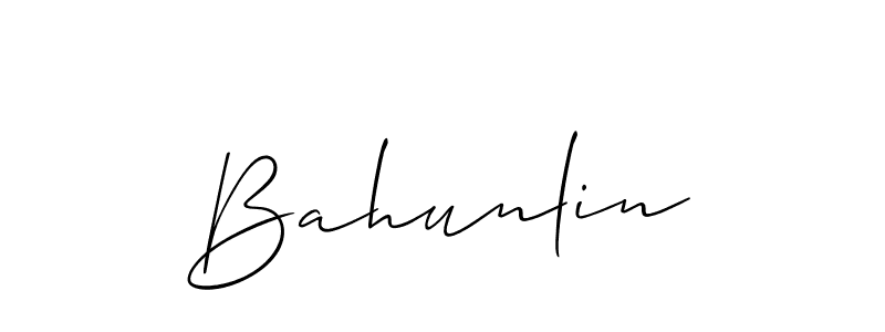 Allison_Script is a professional signature style that is perfect for those who want to add a touch of class to their signature. It is also a great choice for those who want to make their signature more unique. Get Bahunlin name to fancy signature for free. Bahunlin signature style 2 images and pictures png