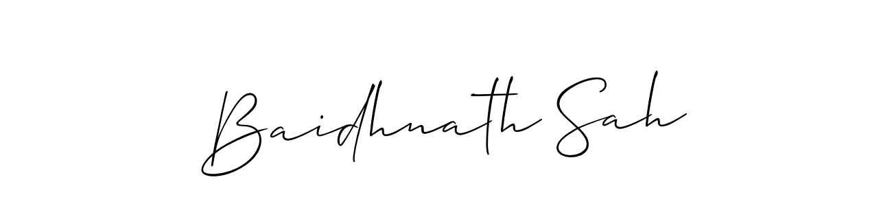 Allison_Script is a professional signature style that is perfect for those who want to add a touch of class to their signature. It is also a great choice for those who want to make their signature more unique. Get Baidhnath Sah name to fancy signature for free. Baidhnath Sah signature style 2 images and pictures png