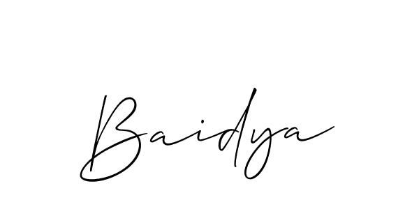 The best way (Allison_Script) to make a short signature is to pick only two or three words in your name. The name Baidya include a total of six letters. For converting this name. Baidya signature style 2 images and pictures png