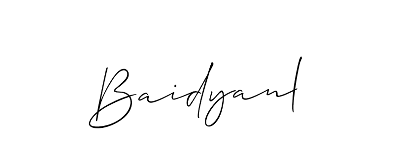 Use a signature maker to create a handwritten signature online. With this signature software, you can design (Allison_Script) your own signature for name Baidyanl. Baidyanl signature style 2 images and pictures png