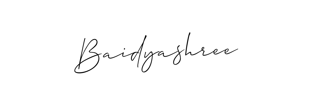 Use a signature maker to create a handwritten signature online. With this signature software, you can design (Allison_Script) your own signature for name Baidyashree. Baidyashree signature style 2 images and pictures png
