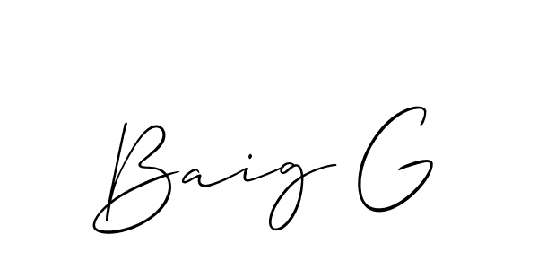 Also we have Baig G name is the best signature style. Create professional handwritten signature collection using Allison_Script autograph style. Baig G signature style 2 images and pictures png