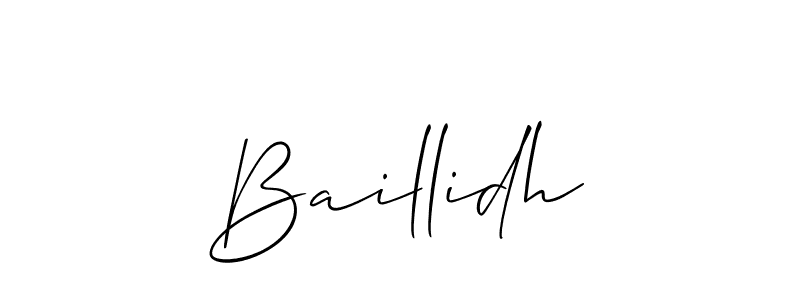 The best way (Allison_Script) to make a short signature is to pick only two or three words in your name. The name Baillidh include a total of six letters. For converting this name. Baillidh signature style 2 images and pictures png