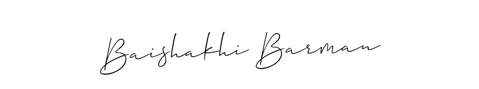 Also You can easily find your signature by using the search form. We will create Baishakhi Barman name handwritten signature images for you free of cost using Allison_Script sign style. Baishakhi Barman signature style 2 images and pictures png