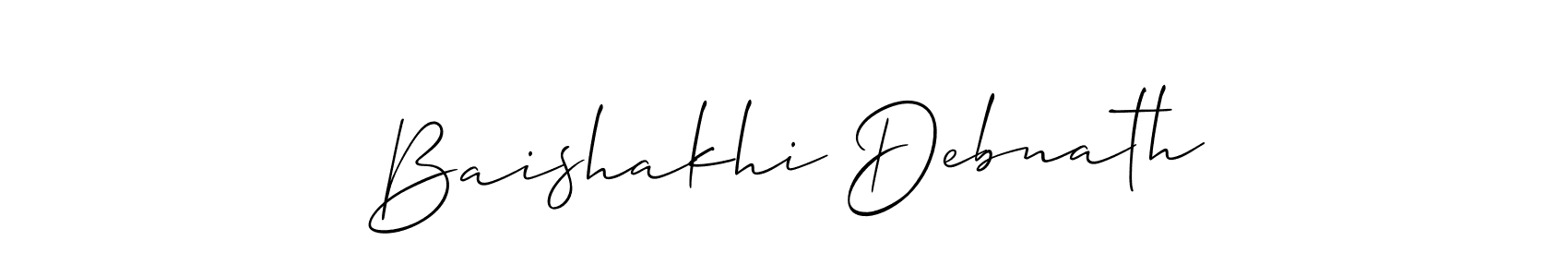 How to make Baishakhi Debnath name signature. Use Allison_Script style for creating short signs online. This is the latest handwritten sign. Baishakhi Debnath signature style 2 images and pictures png