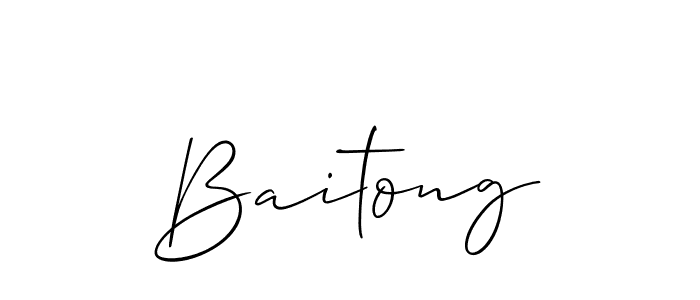 Allison_Script is a professional signature style that is perfect for those who want to add a touch of class to their signature. It is also a great choice for those who want to make their signature more unique. Get Baitong name to fancy signature for free. Baitong signature style 2 images and pictures png