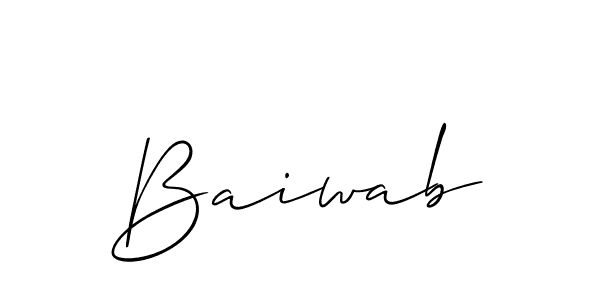 Design your own signature with our free online signature maker. With this signature software, you can create a handwritten (Allison_Script) signature for name Baiwab. Baiwab signature style 2 images and pictures png