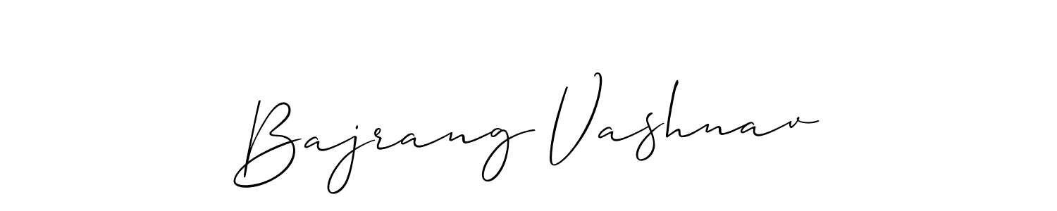 How to make Bajrang Vashnav name signature. Use Allison_Script style for creating short signs online. This is the latest handwritten sign. Bajrang Vashnav signature style 2 images and pictures png