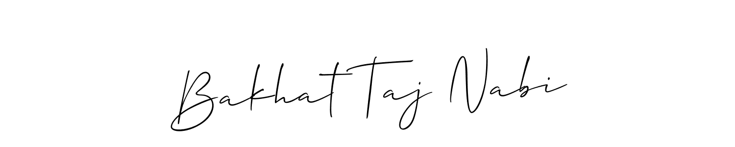Also You can easily find your signature by using the search form. We will create Bakhat Taj Nabi name handwritten signature images for you free of cost using Allison_Script sign style. Bakhat Taj Nabi signature style 2 images and pictures png