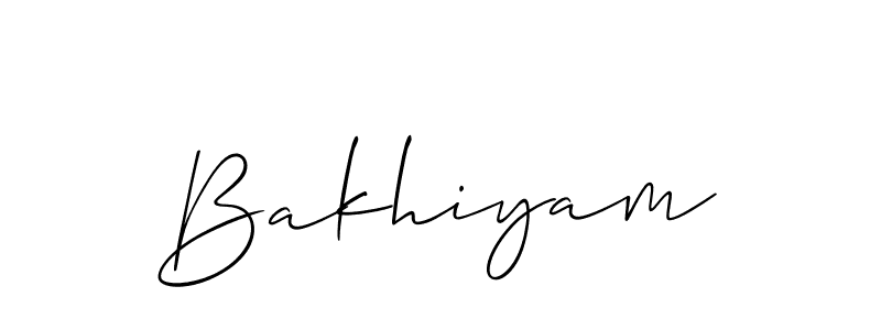 Make a beautiful signature design for name Bakhiyam. With this signature (Allison_Script) style, you can create a handwritten signature for free. Bakhiyam signature style 2 images and pictures png