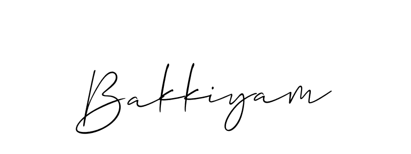 It looks lik you need a new signature style for name Bakkiyam. Design unique handwritten (Allison_Script) signature with our free signature maker in just a few clicks. Bakkiyam signature style 2 images and pictures png