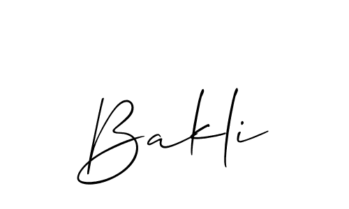 Use a signature maker to create a handwritten signature online. With this signature software, you can design (Allison_Script) your own signature for name Bakli. Bakli signature style 2 images and pictures png