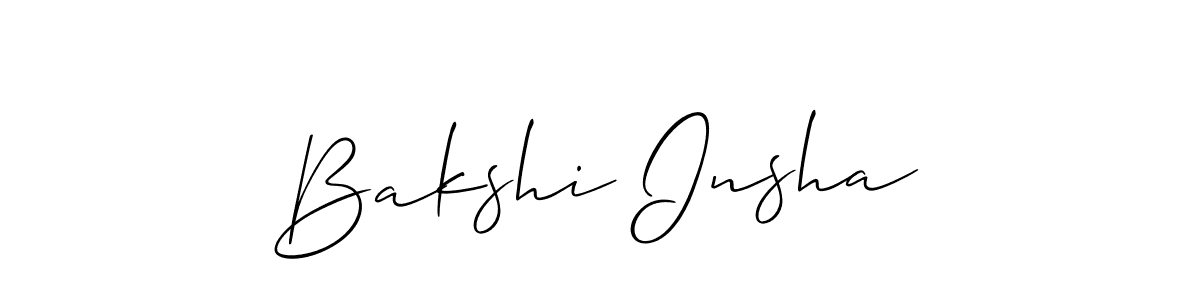 Create a beautiful signature design for name Bakshi Insha. With this signature (Allison_Script) fonts, you can make a handwritten signature for free. Bakshi Insha signature style 2 images and pictures png