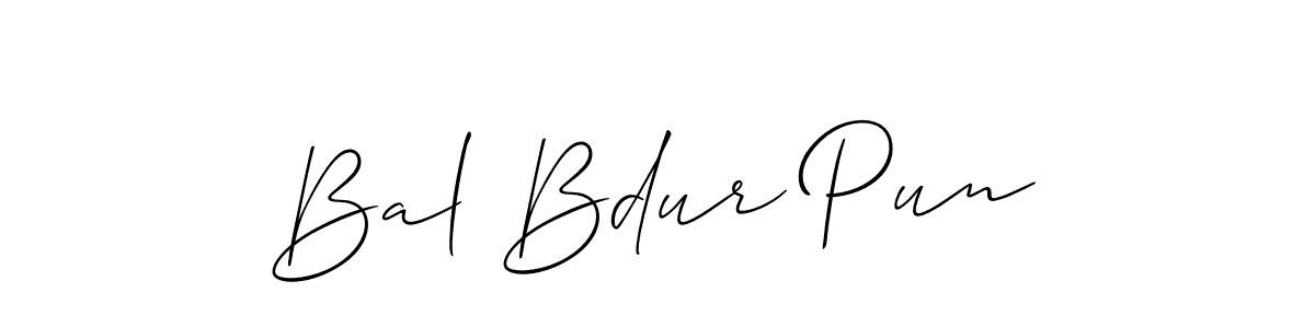 Create a beautiful signature design for name Bal Bdur Pun. With this signature (Allison_Script) fonts, you can make a handwritten signature for free. Bal Bdur Pun signature style 2 images and pictures png