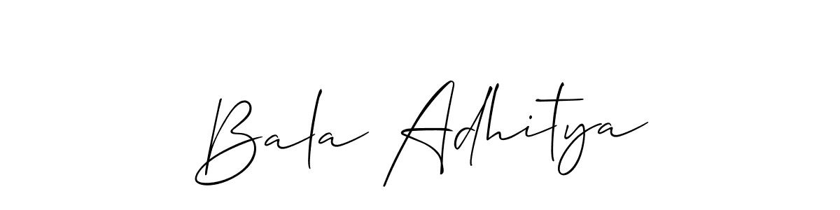 Create a beautiful signature design for name Bala Adhitya. With this signature (Allison_Script) fonts, you can make a handwritten signature for free. Bala Adhitya signature style 2 images and pictures png