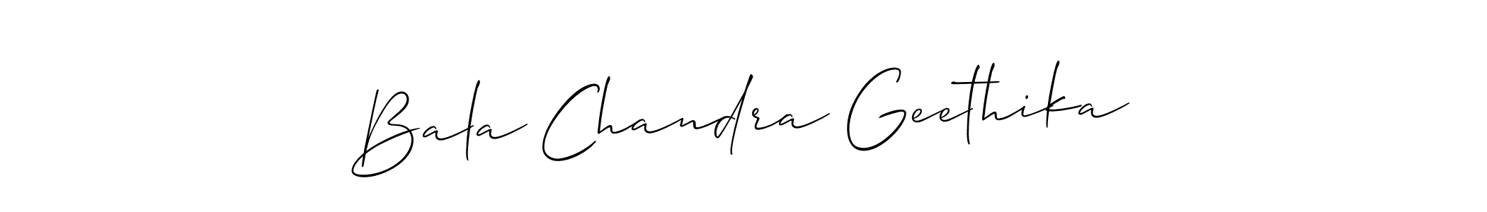 Also You can easily find your signature by using the search form. We will create Bala Chandra Geethika name handwritten signature images for you free of cost using Allison_Script sign style. Bala Chandra Geethika signature style 2 images and pictures png