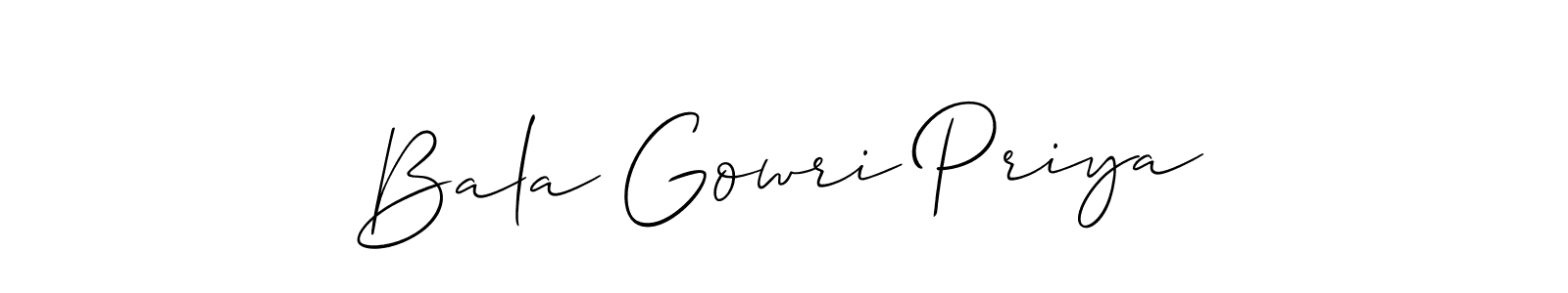 How to make Bala Gowri Priya name signature. Use Allison_Script style for creating short signs online. This is the latest handwritten sign. Bala Gowri Priya signature style 2 images and pictures png