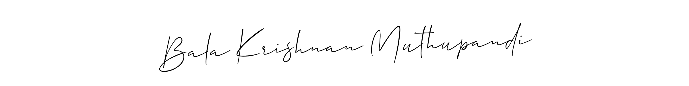if you are searching for the best signature style for your name Bala Krishnan Muthupandi. so please give up your signature search. here we have designed multiple signature styles  using Allison_Script. Bala Krishnan Muthupandi signature style 2 images and pictures png