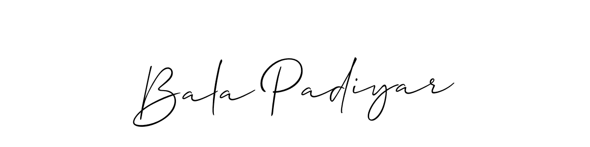 How to make Bala Padiyar name signature. Use Allison_Script style for creating short signs online. This is the latest handwritten sign. Bala Padiyar signature style 2 images and pictures png