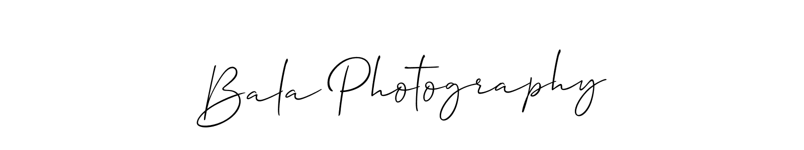 How to make Bala Photography name signature. Use Allison_Script style for creating short signs online. This is the latest handwritten sign. Bala Photography signature style 2 images and pictures png